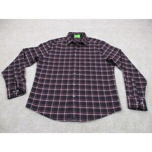 UNTUCKit Shirt Mens Medium Black Red Plaid Flannel Preppy Casual Button Up